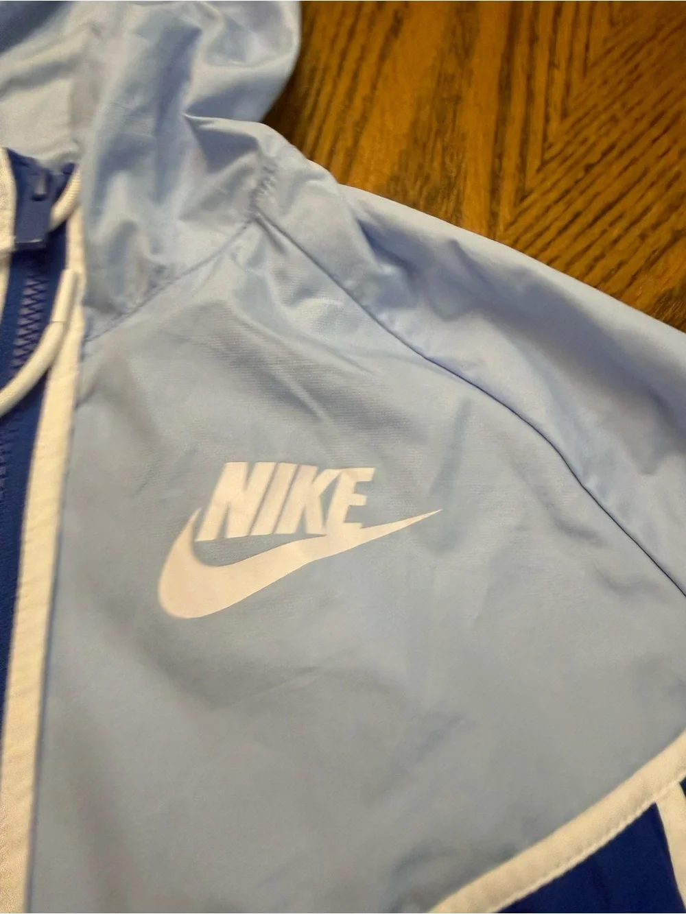Nike Light Blue Hooded Windbreaker with White Logo